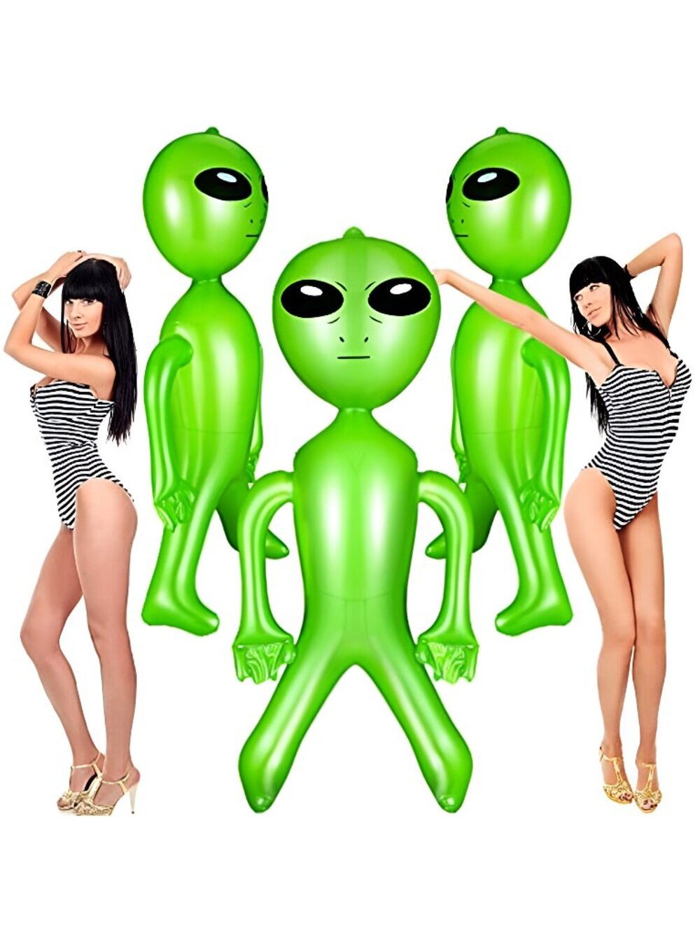 3 Pcs 63 Inch Inflatable Alien Blow up Green Alien for Party Decorations